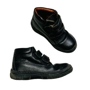 Kids Black Leather Boots with Easy Straps